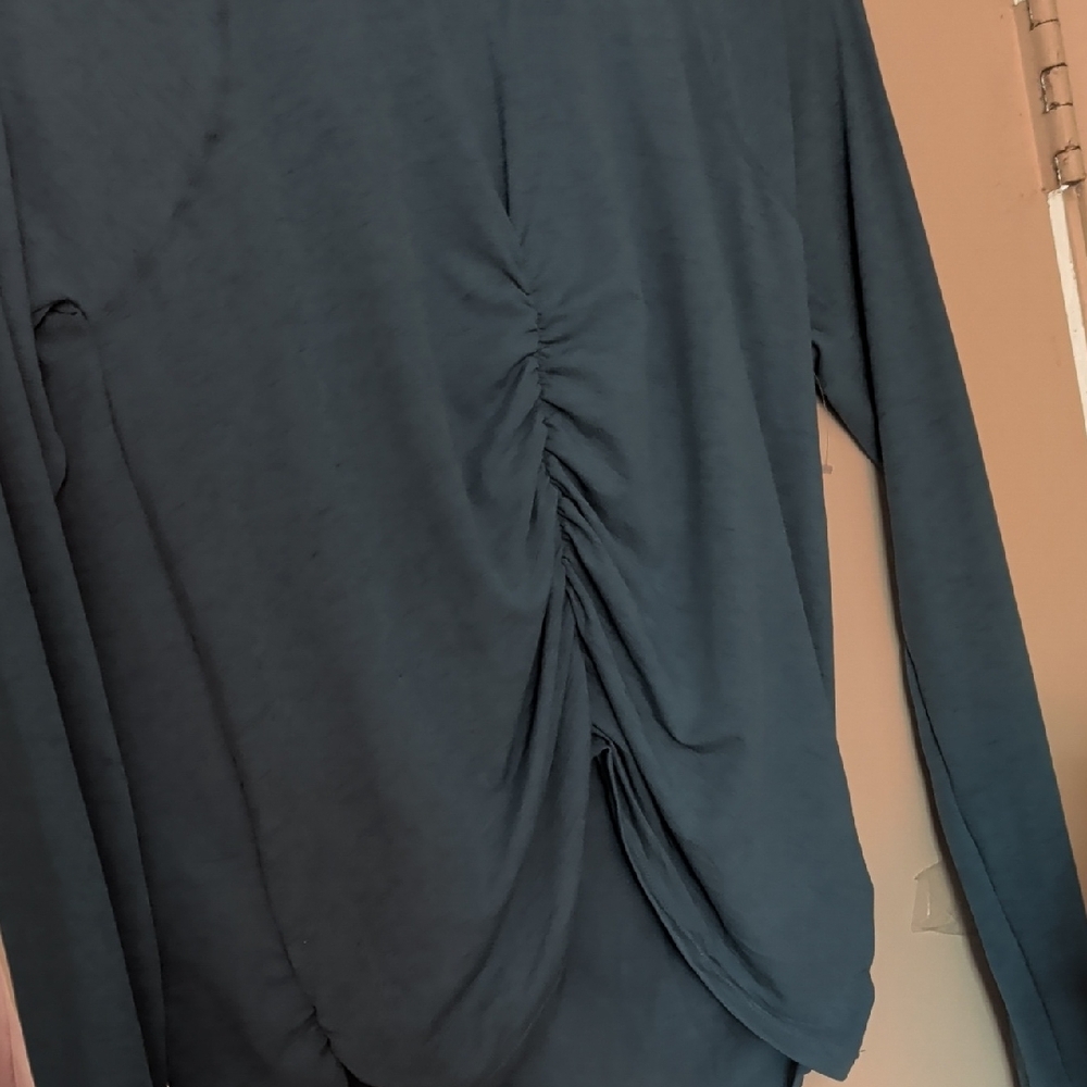 FP Movement by Free People Long-Sleeve Ruched Back Top - Teal Blue - Picture 2 of 5